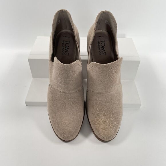 TOMS Kallie Cutout Wedge Ankle Boots Booties Womens Tan Suede Slip On Size 8.5 - Picture 4 of 11